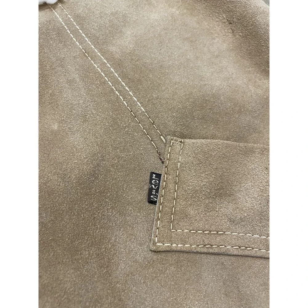 Vintage Levi's Vest‎ Mens Medium Beige Suede Sherpa Lined Western 60608-9724